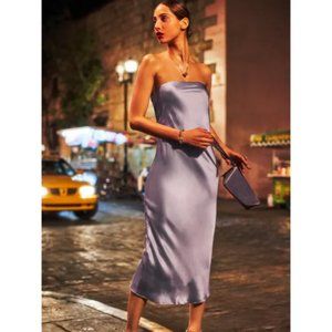 NWOT Reformation Joana Silk Dress in Aura Purple Sleeveless Maxi Strapless